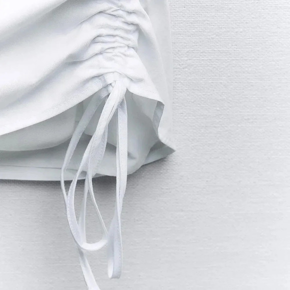 ZARA RUCHED BOW TRENCH COAT WHITE DRESS - Picture 5 of 6